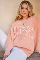 And The Why WIFEY & Heart Round Neck Sweater - Trendsi