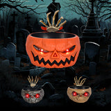 Halloween Candy Bowl Plastic Pumpkin Bowl With Motion Activated Hand, Halloween Serving Dishes Battery Operated Halloween Pumpkins Bowl For Trick-or-Treaters Party