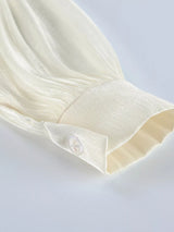 Metallic Sheen Blouse with Tie Detail - Trendsi - Flyclothing LLC
