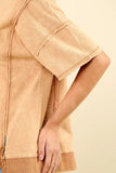 VERY J Round Neck Exposed Seam Slit T-Shirt - Trendsi
