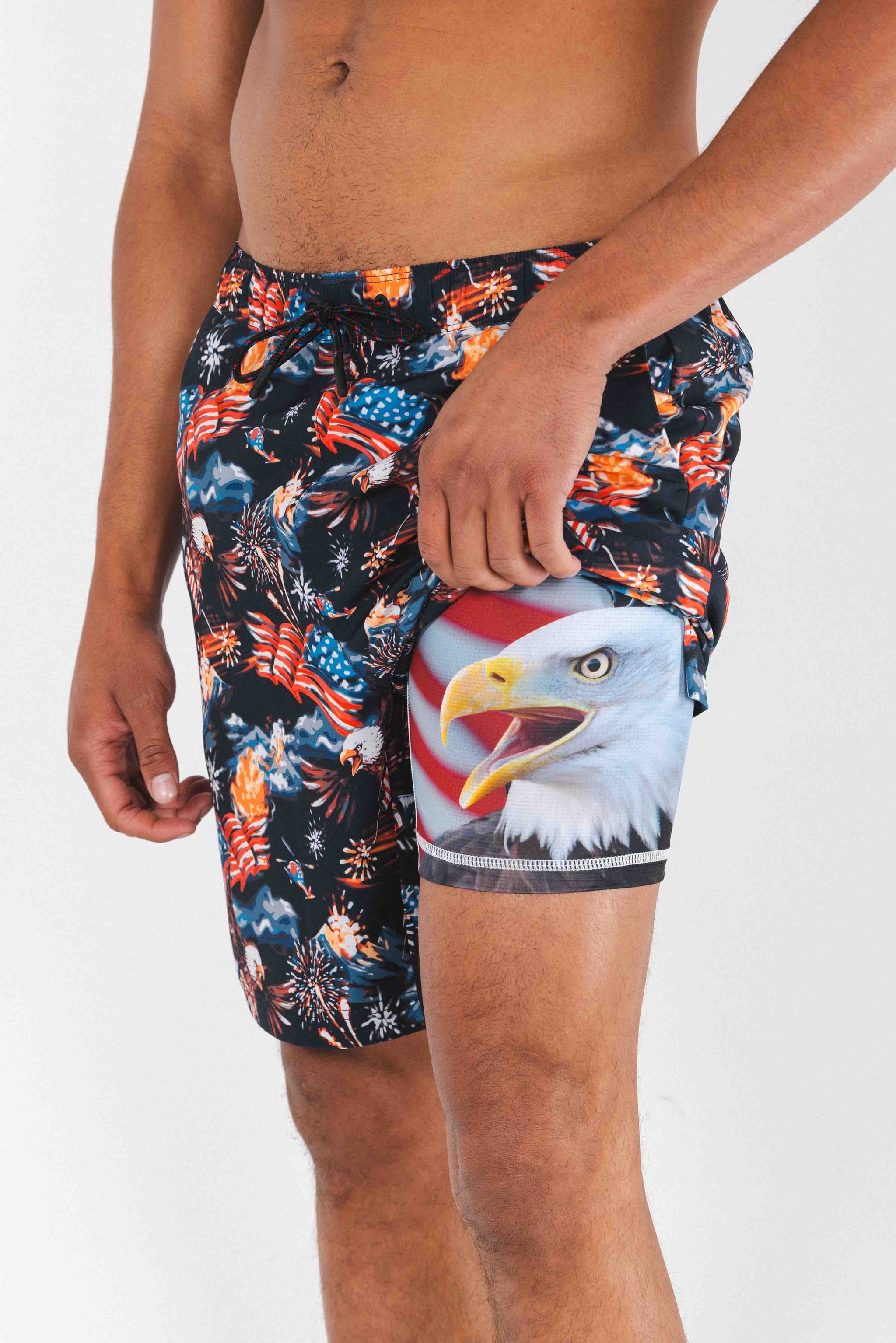 The Declaration | Americana Eagles Ball Hammock® Pouch 8" Swim Trunks - Shinesty - Flyclothing LLC