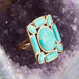 Deco Green Turquoise Golden Statement Ring - Barse Jewelry - Flyclothing LLC