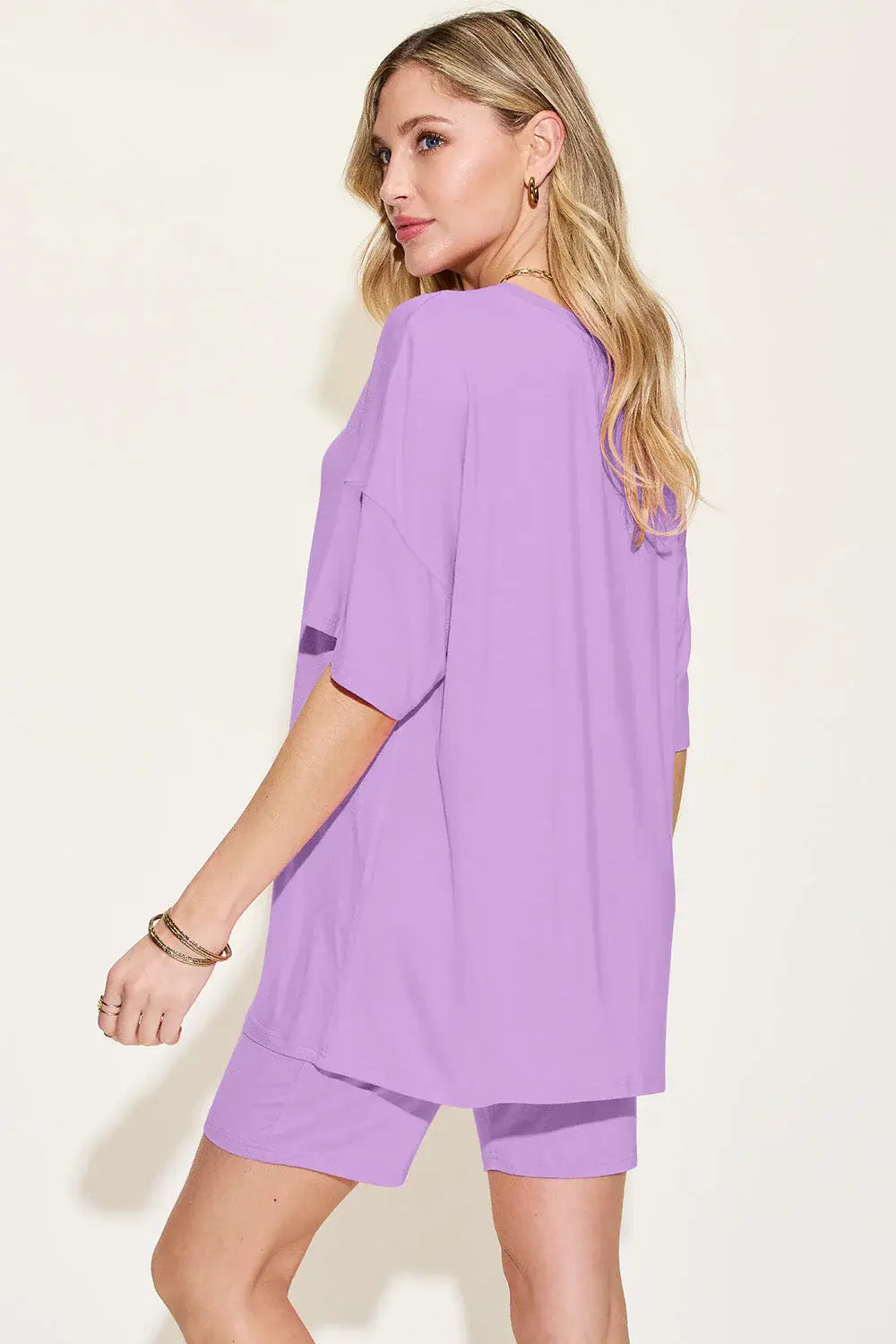 Basic Bae Bamboo Full Size V-Neck Drop Shoulder T-Shirt and Shorts Set - ShopBasicbae - Flyclothing LLC
