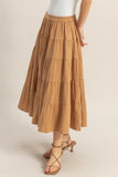 HYFVE Double Gauze Tiered Midi Skirt with Pockets - Trendsi
