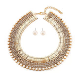 18K Gold-Plated Pearl Earrings and Necklace Jewelry Set - Trendsi - Flyclothing LLC