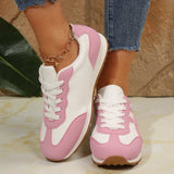 Contrast Lace Up Round Toe Sneakers - Trendsi - Flyclothing LLC
