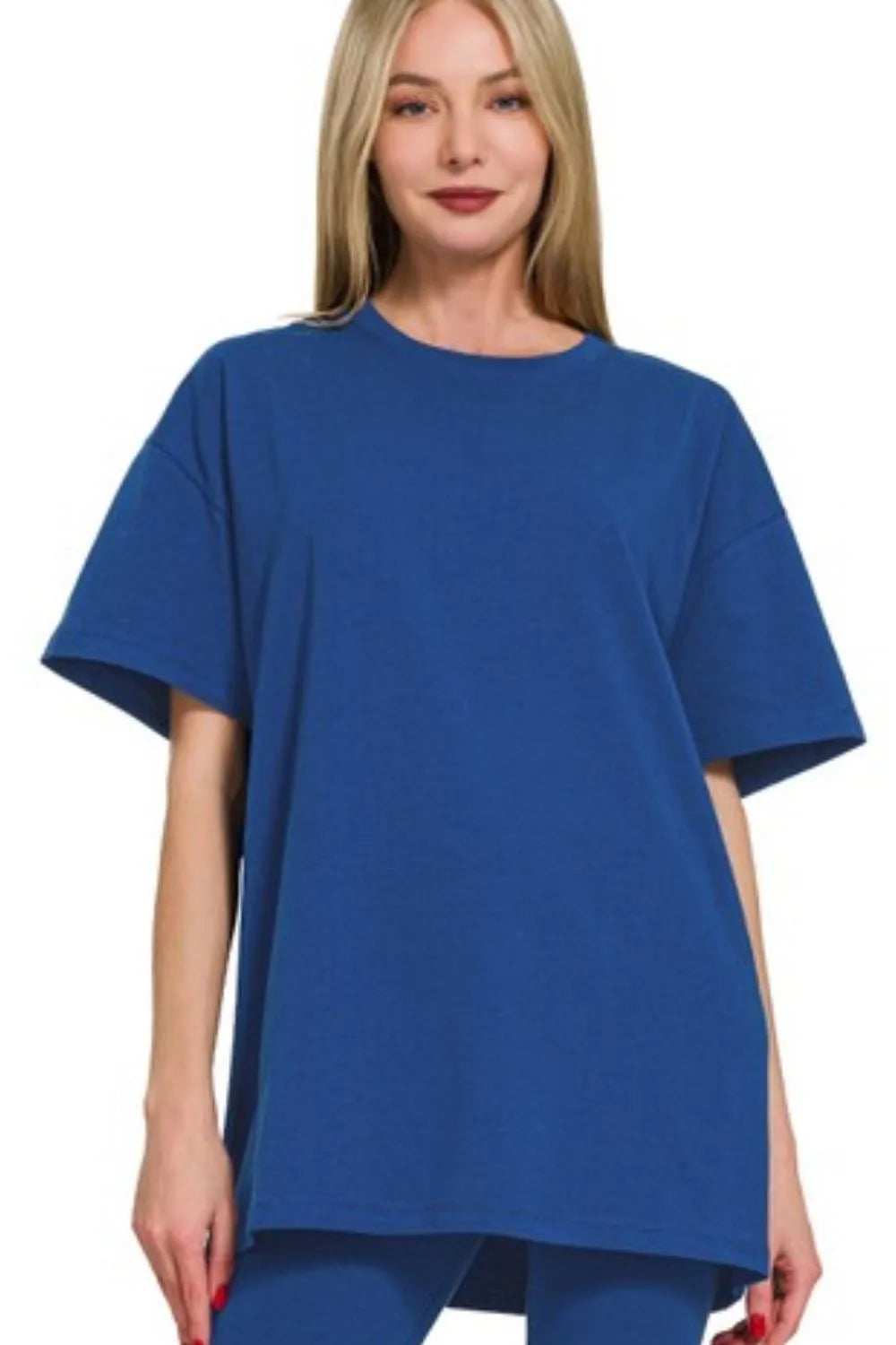 Zenana Cotton Round Neck Top & Legging Set - Trendsi - Flyclothing LLC