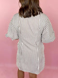 Striped Tie Waist Shirt Dress - Trendsi - Flyclothing LLC