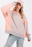 SAGE + FIG Color Block Round Neck Sweatshirt - Trendsi
