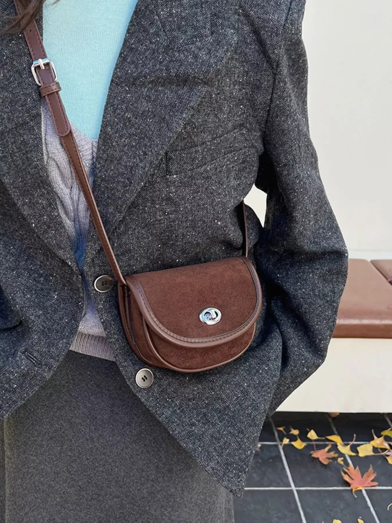 Suede Flap Crossbody Bag - Trendsi - Flyclothing LLC