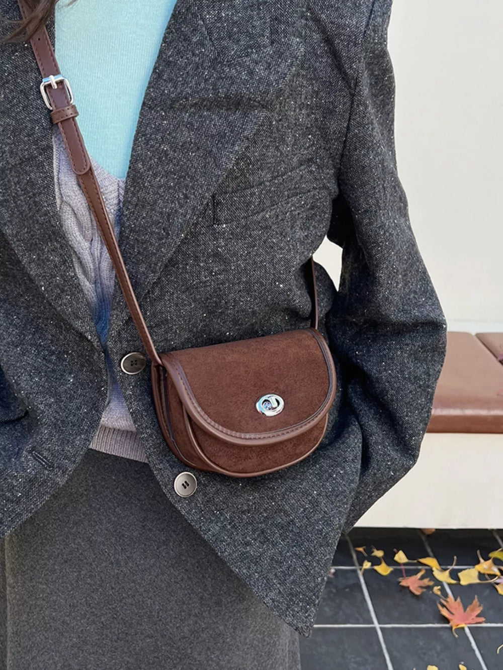 Suede Flap Crossbody Bag - Trendsi - Flyclothing LLC