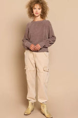 POL Round Neck Backless Sweater with Ribbed Edge - Trendsi - Flyclothing LLC