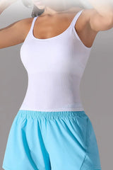 Scoop Neck Active Tank with Detachable Chest Pads - Trendsi - Flyclothing LLC