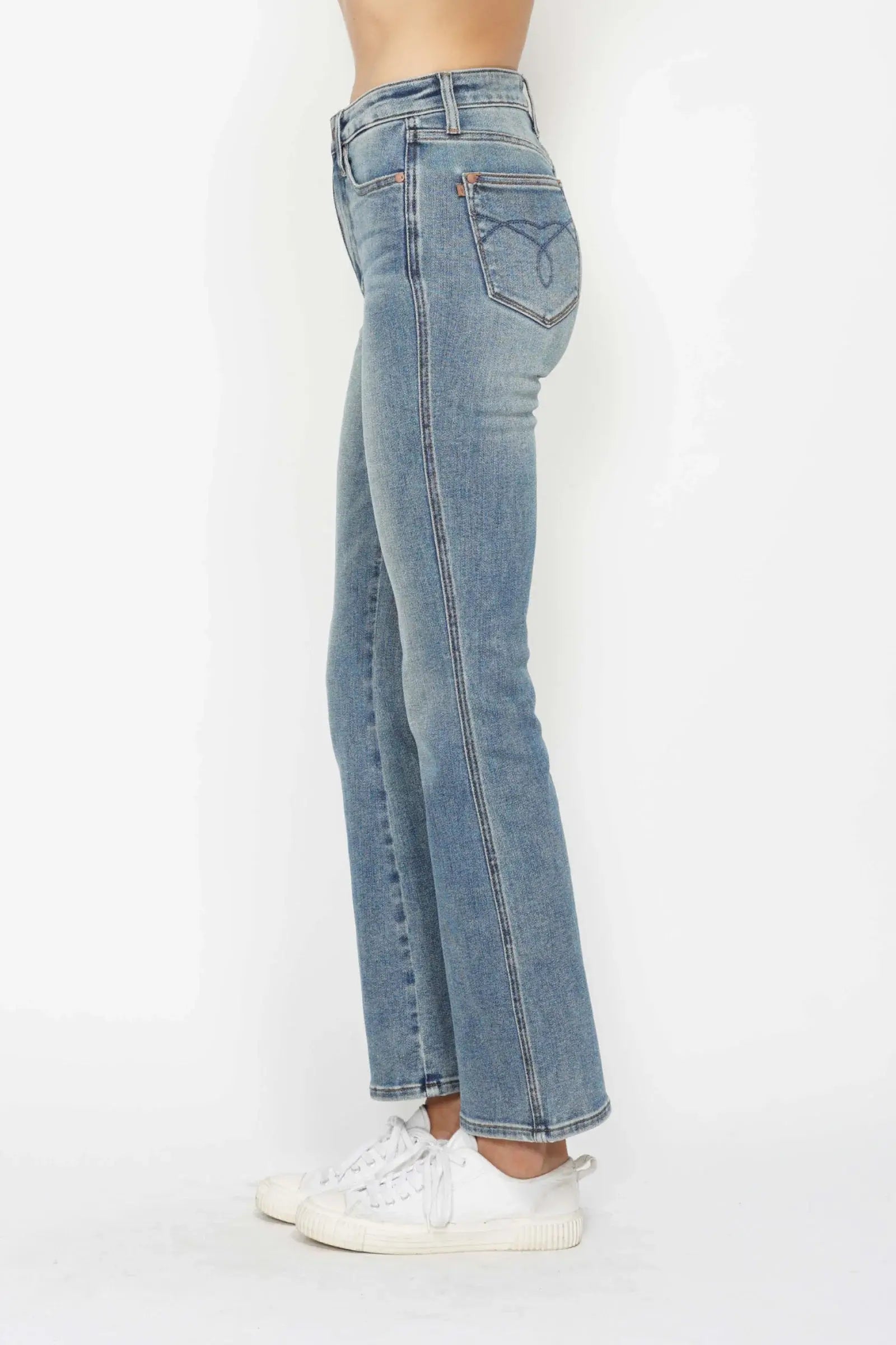 Judy Blue Full Size Tummy Control Back Embroidered Pocketed Bootcut Jeans Plus Size - Trendsi - Flyclothing LLC