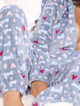 Printed Zip Up Long Sleeve Hooded Lounge Jumpsuit - Trendsi - Flyclothing LLC