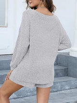 Round Neck Dropped Shoulder Top and Shorts Set - Trendsi - Flyclothing LLC