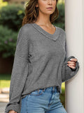 Dropped Shoulder Long Sleeve Knit Top - Trendsi - Flyclothing LLC