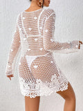 Cutout Tied V-Neck Long Sleeve Cover Up - Trendsi