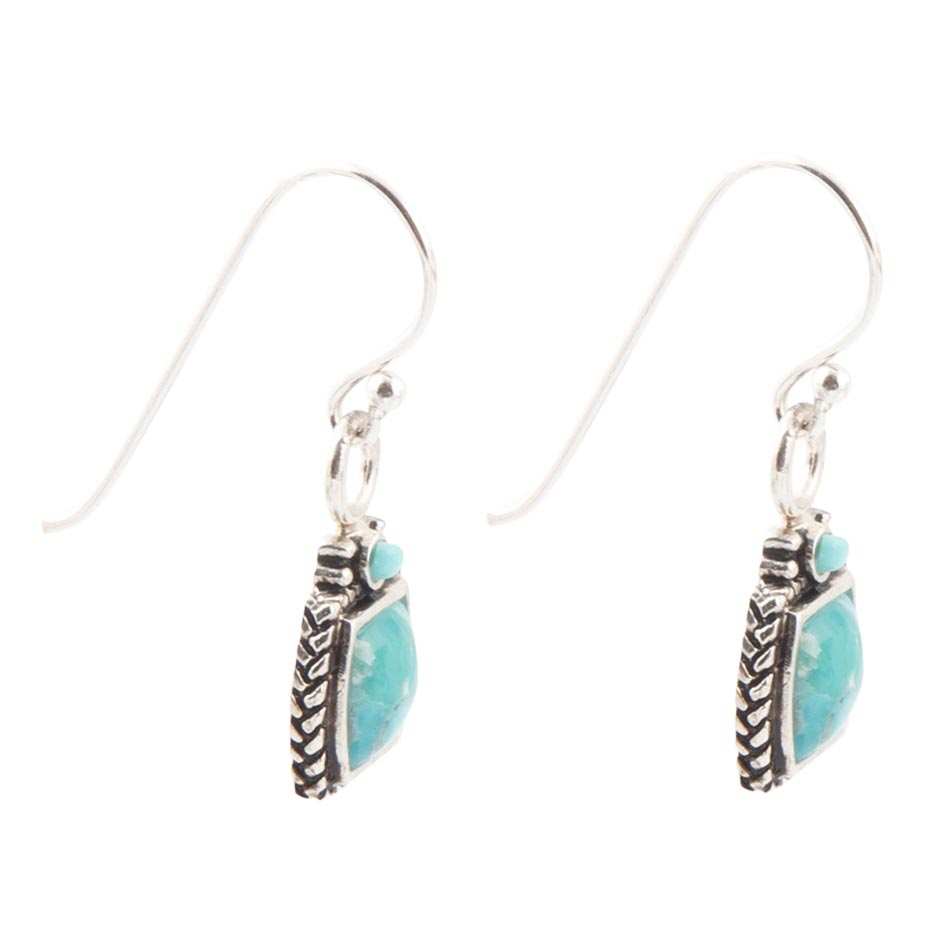 Delicately Detailed Blue Turquoise and Sterling Silver Earrings - Barse Jewelry - Flyclothing LLC