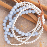 Denim Blue Angelite Silver Bracelet Set - Barse Jewelry