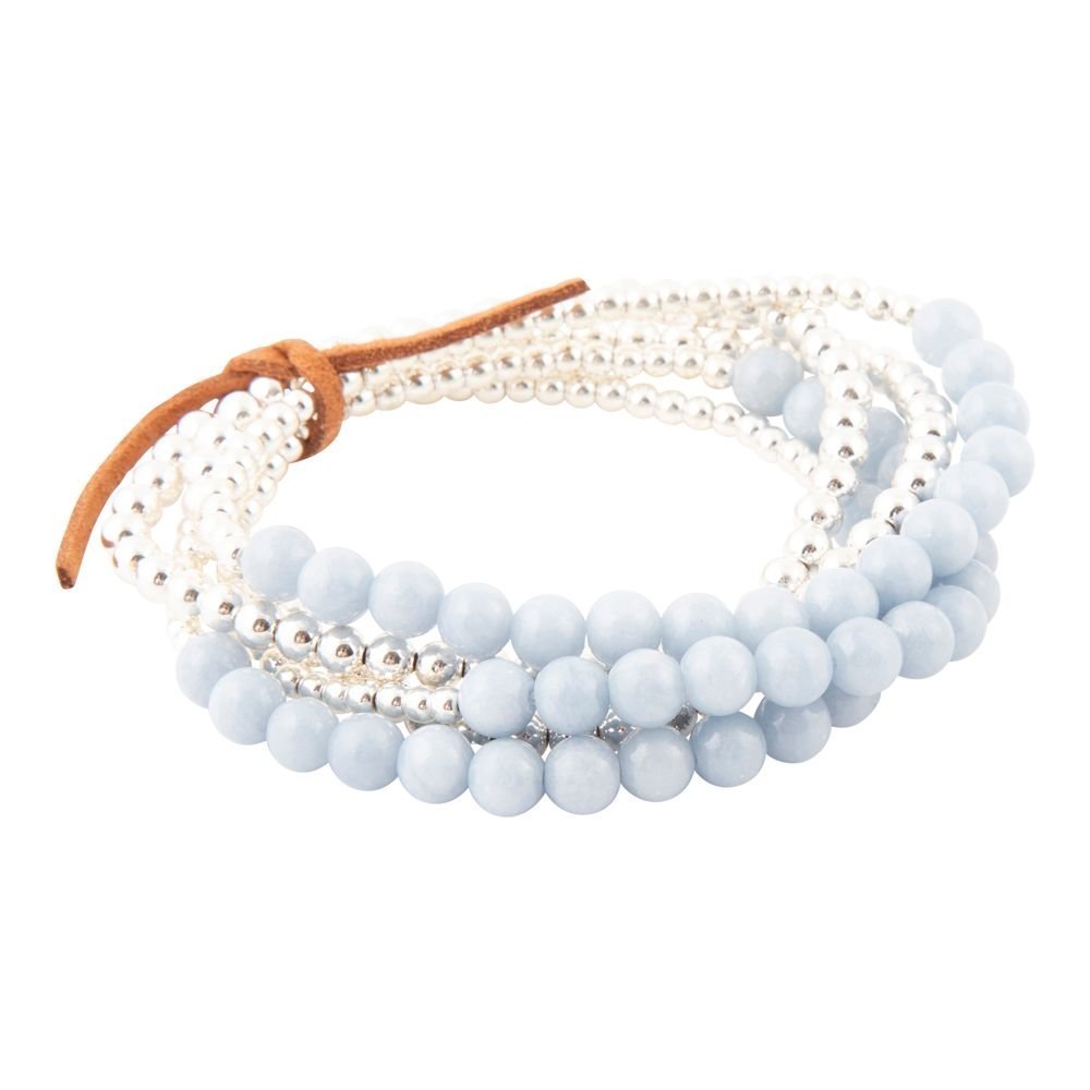 Denim Blue Angelite Silver Bracelet Set - Barse Jewelry