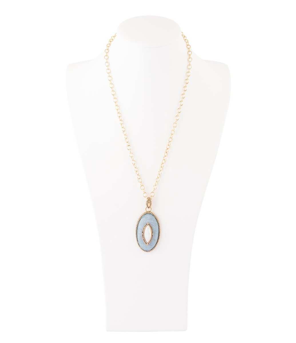 Blue Denim Dreams White Mother of Pearl Golden Pendant Necklace - Barse Jewelry - Flyclothing LLC