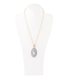 Blue Denim Dreams White Mother of Pearl Golden Pendant Necklace - Barse Jewelry