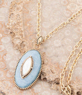 Blue Denim Dreams White Mother of Pearl Golden Pendant Necklace - Barse Jewelry - Flyclothing LLC