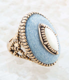Denim Dreams White Mother of Pearl Golden Statement Ring - Barse Jewelry - Flyclothing LLC