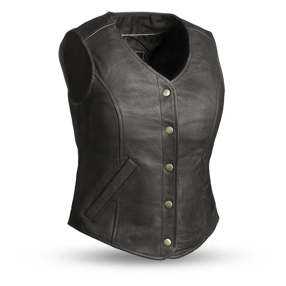Derringer Women's Motorcycle Leather Vest - First Manufacturing Company - Flyclothing LLC
