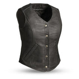 Derringer Women's Motorcycle Leather Vest - First Manufacturing Company - Flyclothing LLC