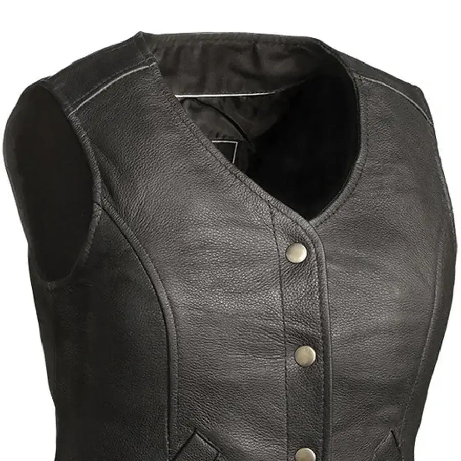 Derringer Women's Motorcycle Leather Vest - First Manufacturing Company - Flyclothing LLC