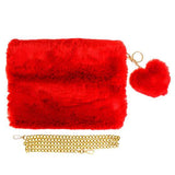 Detachable Heart Pom Pom Keychain Faux Fur Crossbody Bag - Madeline Love - Flyclothing LLC