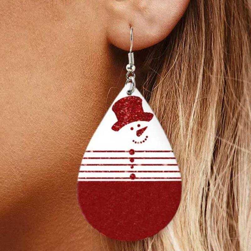 Snowman PU Leather Dangle Earrings - Trendsi - Flyclothing LLC
