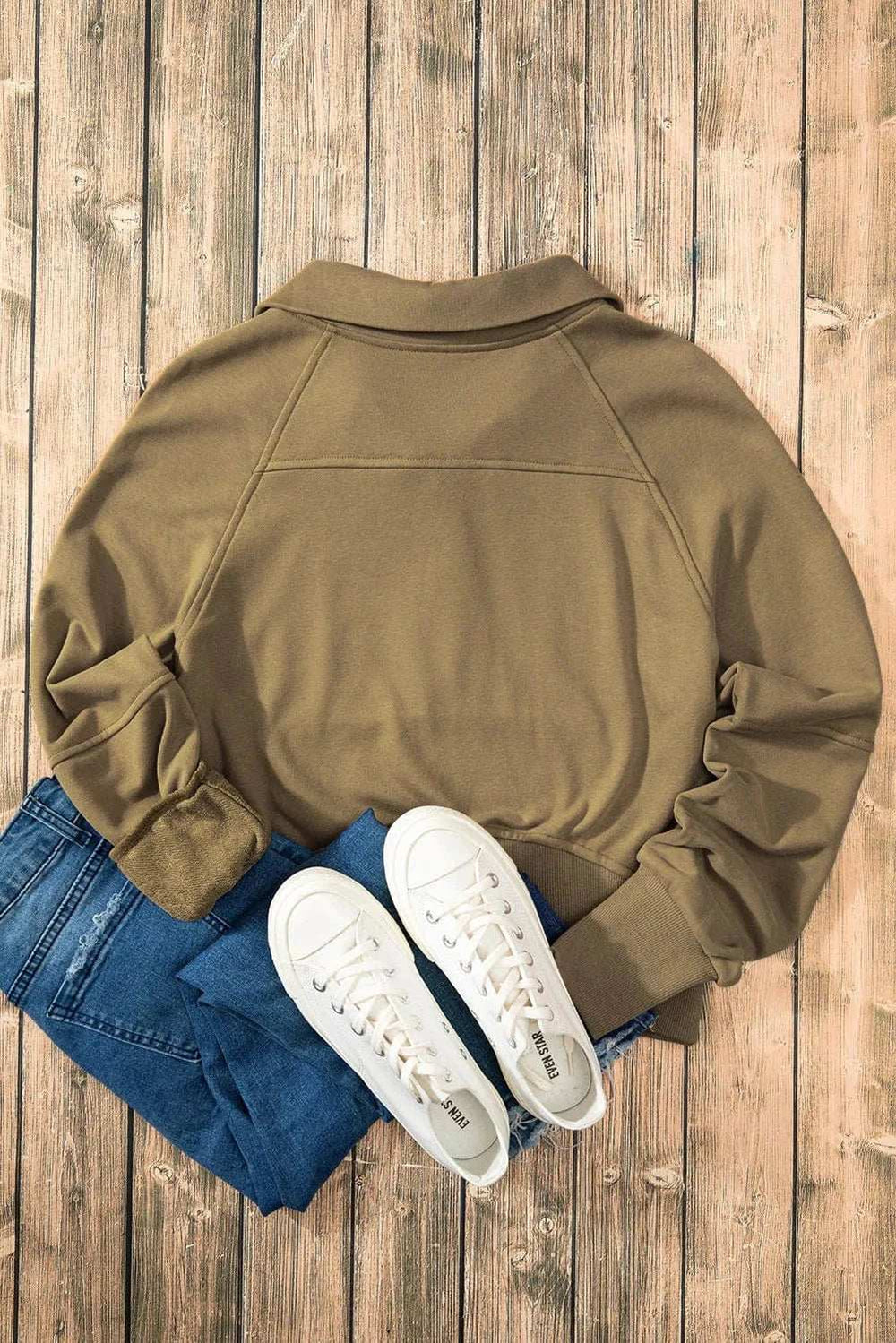 Half Zip Long Sleeve Sweatshirt - Trendsi - Flyclothing LLC