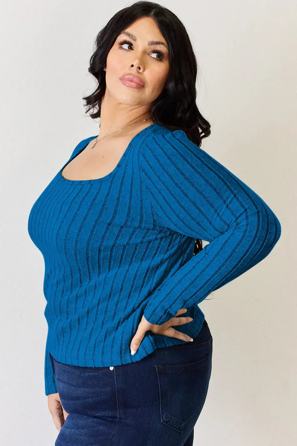 Basic Bae Full Size Ribbed Long Sleeve T-Shirt - ShopBasicbae - Flyclothing LLC