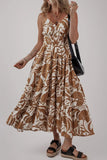 Floral Shirred High Waist Spaghetti Straps Dress - Trendsi