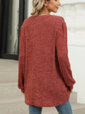 Pocketed Round Neck Long Sleeve T-Shirt - Trendsi