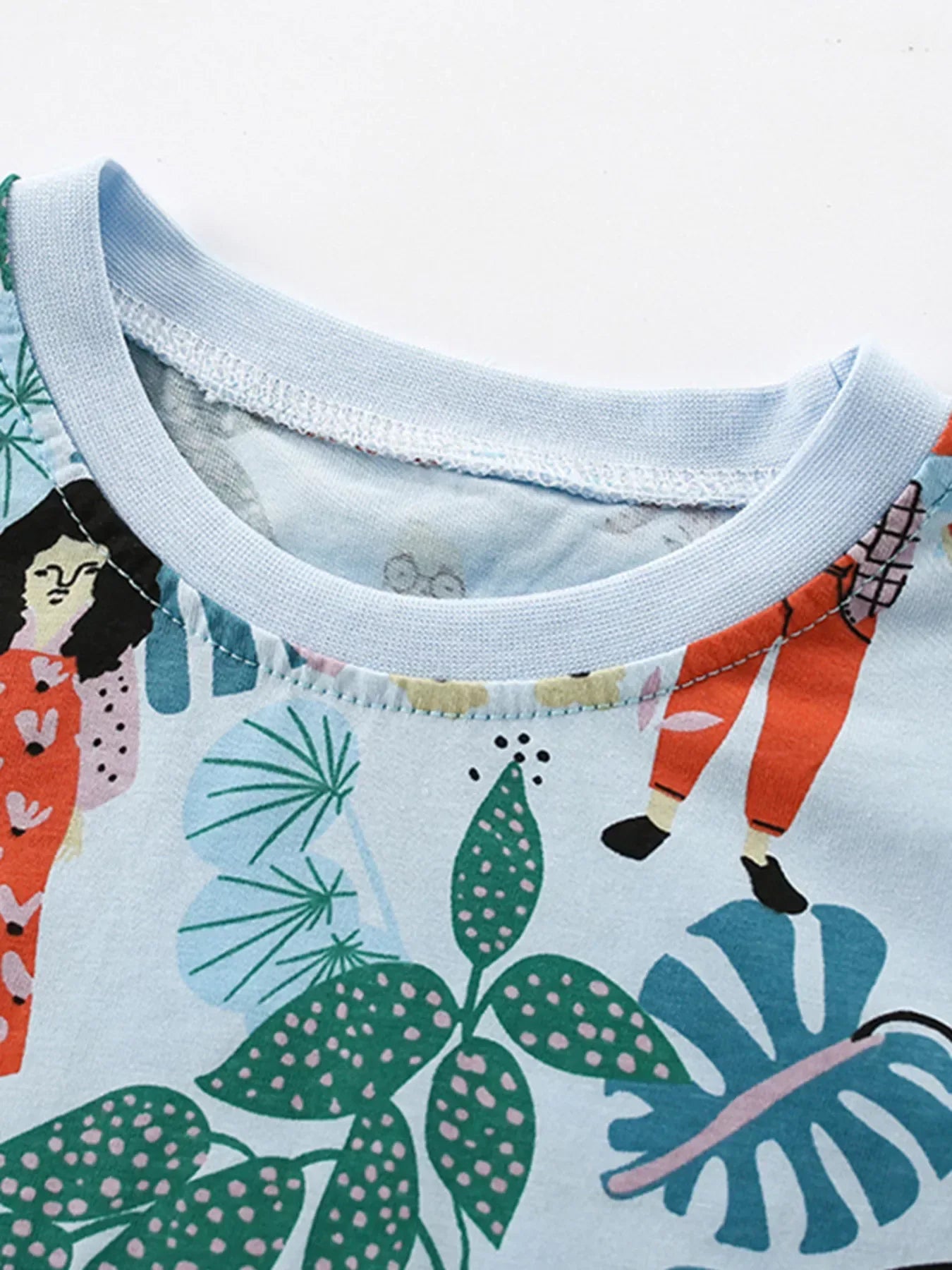 Children's Botanical Print Crew Neck Short Sleeve T-Shirt - Trendsi - Flyclothing LLC