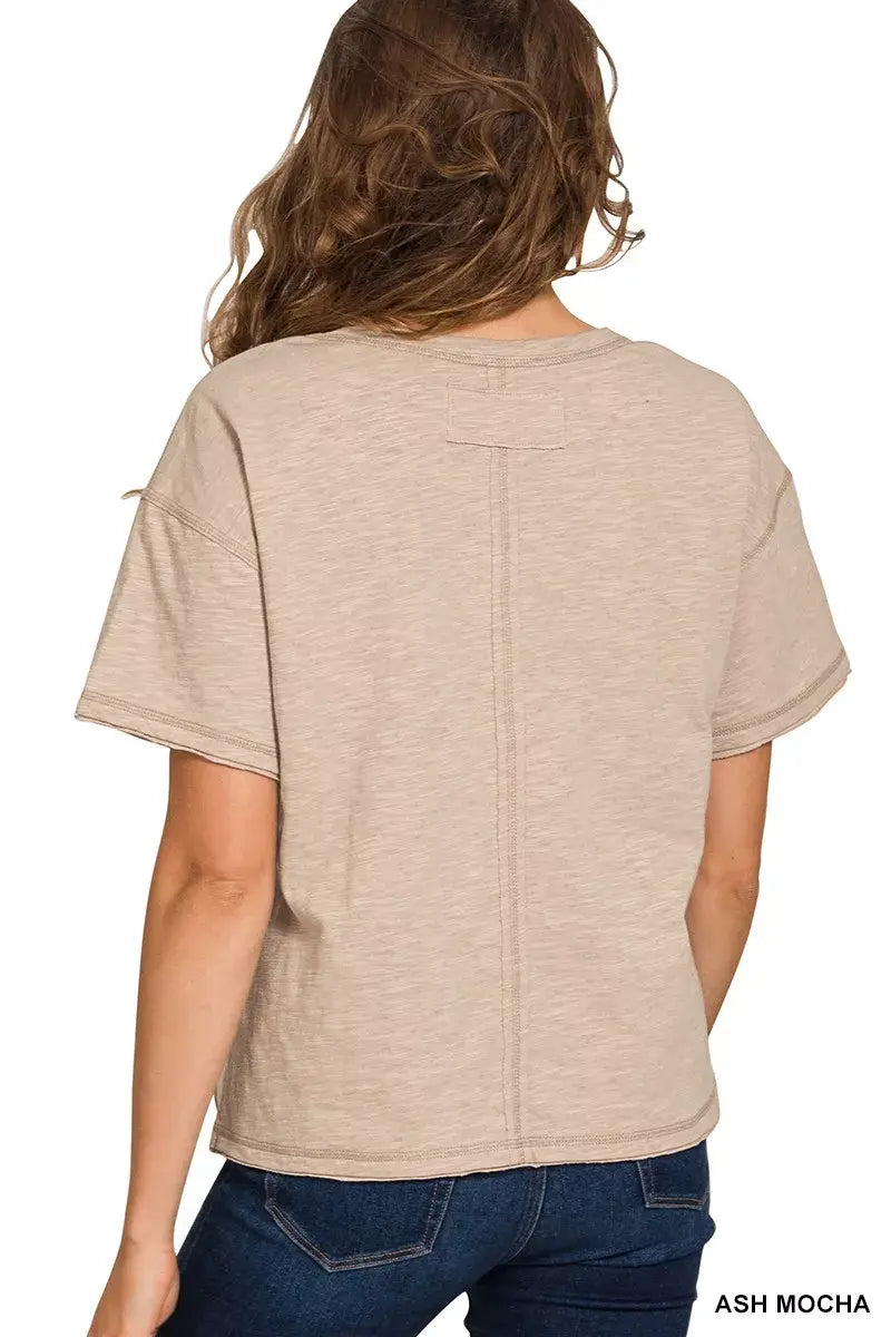 Zenana Cotton Slub Short Sleeve Tee - Trendsi - Flyclothing LLC