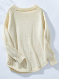Decorative Button Round Neck Raglan Sleeve Sweater - Trendsi