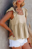 Full Size Ruffled Square Neck Cap Sleeve Blouse - Trendsi - Flyclothing LLC