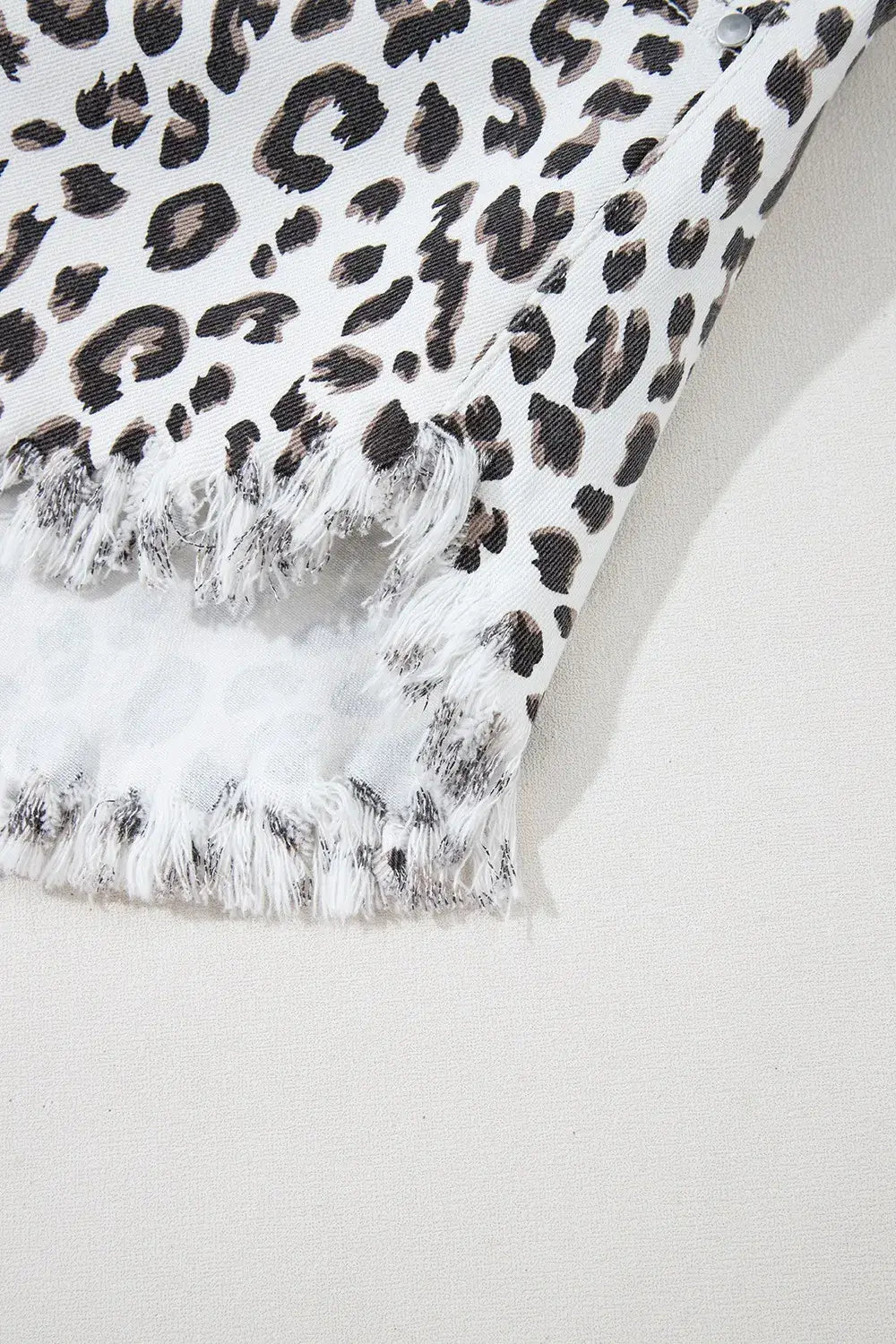 Leopard Frayed Hem Denim Shorts - Trendsi - Flyclothing LLC