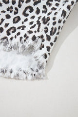 Leopard Frayed Hem Denim Shorts - Trendsi - Flyclothing LLC