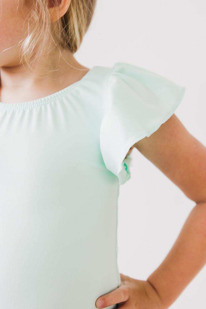 Pastel Green S/S Flutter Sleeve Leotard - Mila & Rose ® - Flyclothing LLC