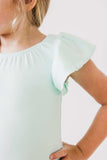 Pastel Green S/S Flutter Sleeve Leotard - Mila & Rose ® - Flyclothing LLC