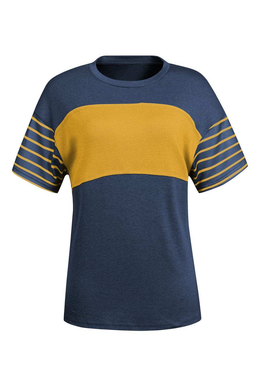 Striped Round Neck Short Sleeve T-Shirt - Trendsi - Flyclothing LLC