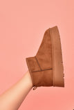 WILD DIVA Suede Round Toe Platform Booties - Trendsi