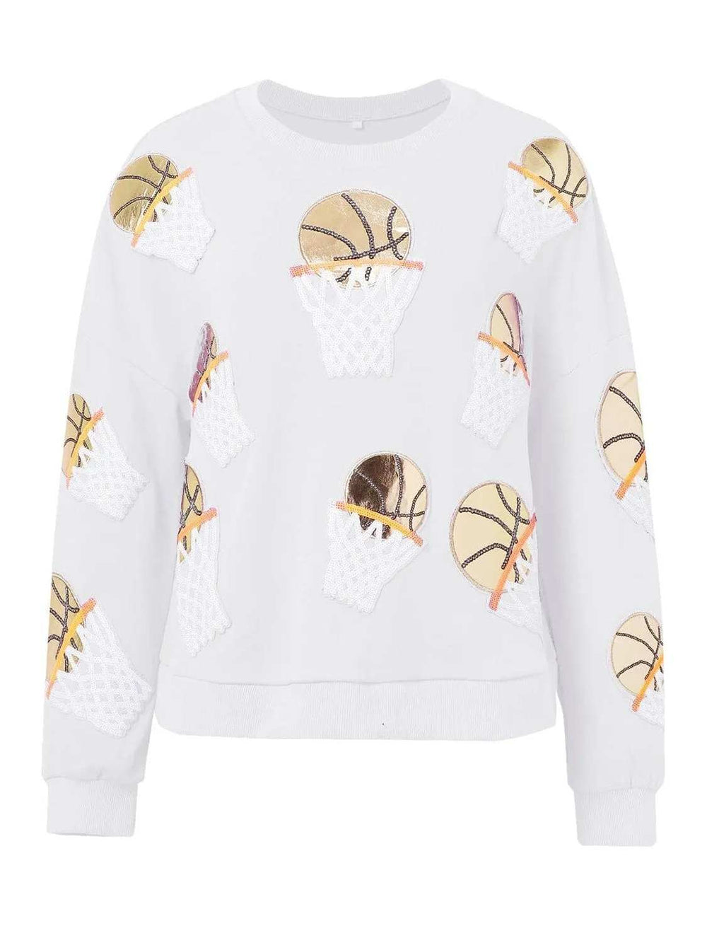 Basketball Round Neck Long Sleeve Sweatshirt - Trendsi - Flyclothing LLC