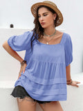 Plus Size Square Neck Half Sleeve Blouse - Trendsi - Flyclothing LLC